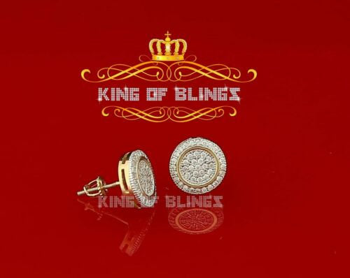 King of Bling's Elegant Yellow 925 Silver Screw Back 0.69ct Cubic Zirconia Round Women Earrings KING OF BLINGS