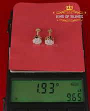 King of Bling's 925 Yellow Silver Aretes Para Hombre 0.87ct Cubic Zirconia Round Women's Earring KING OF BLINGS
