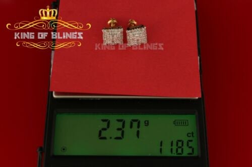 King of Bling's 925 Sterling Yellow 0.72ct Silver Cubic Zirconia Hip Hop Women's Square Earrings KING OF BLINGS