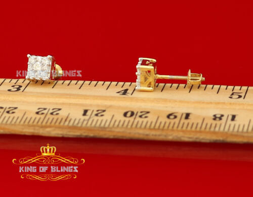 King of Bling's 925 Yellow Silver 0.38ct Cubic Zirconia Women's & Men's Hip Hop Square Earrings KING OF BLINGS