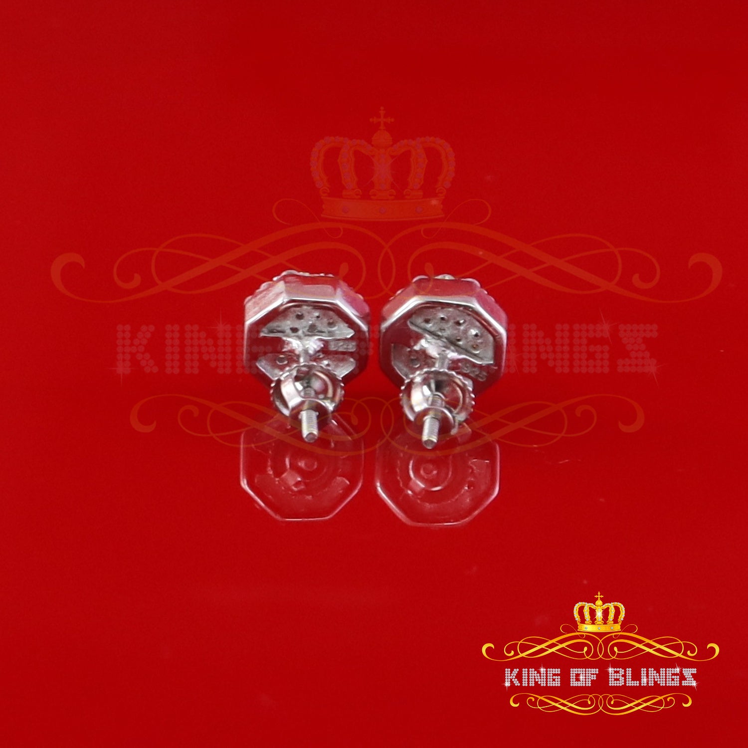 King  of Bling's 925 Yellow Silver 0.66ct VVS 'D' Moissanite Octagon Stud Earring Men's/Womens King of Blings