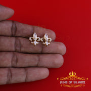King of Bling's 925 Yellow Silver Ladies Fleur de Lis Screw Back 2.43ct Cubic Zirconia Earrings KING OF BLINGS