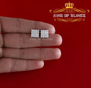 King of Blings- White 925 Sterling Silver 2.06ct Cubic Zirconia Ladies Hip Hop Square Earrings KING OF BLINGS