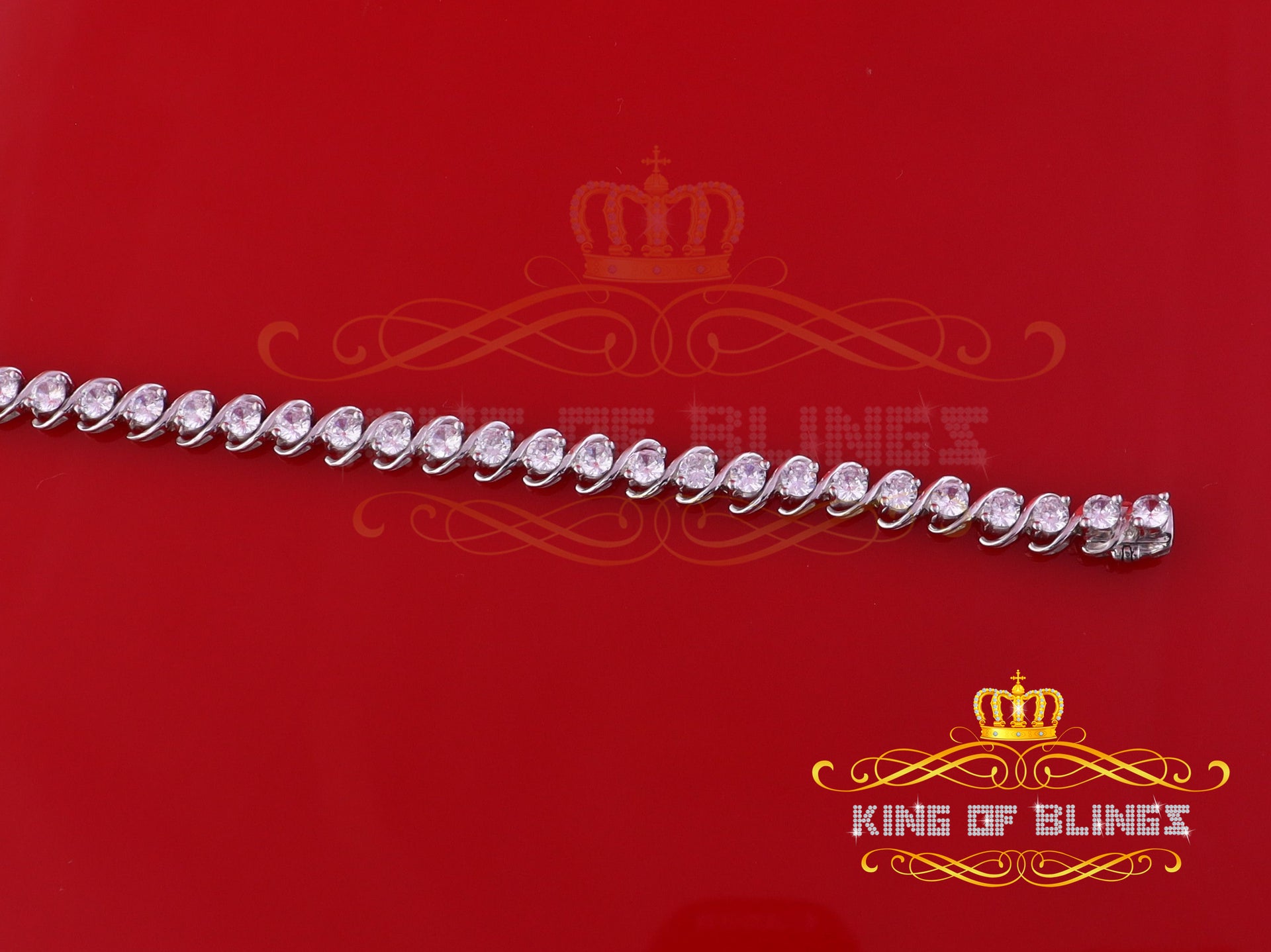 925 White Silver 8MM 0.8CT Cubic Zircon Tennis Men's/Womens Bracelet 9 Inch long KING OF BLINGS