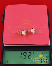 King of Bling's 925 Yellow Sterling Silver 0.90ct Cubic Zirconia Women's Hip Hop Round Earrings KING OF BLINGS