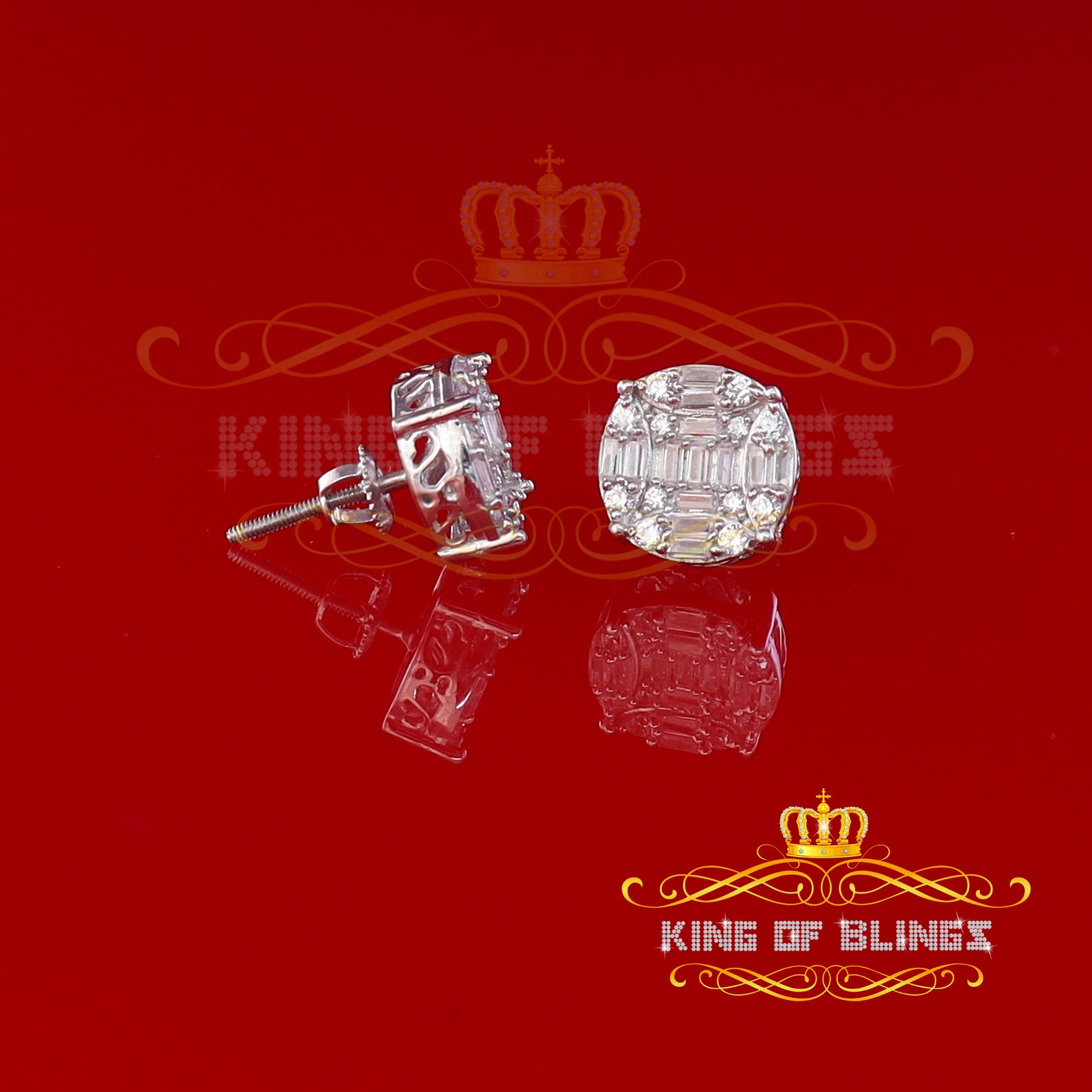 King of Blings- 925 Silver Real 1.02ct Cubic Zirconia Round White Earrings For Men's & Women's KING OF BLINGS