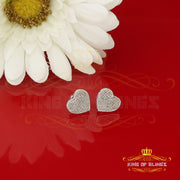 King Of Bling's Aretes Para Hombre 925 White Silver 0.50ct Diamond Women's /Men's Heart Earring KING OF BLINGS
