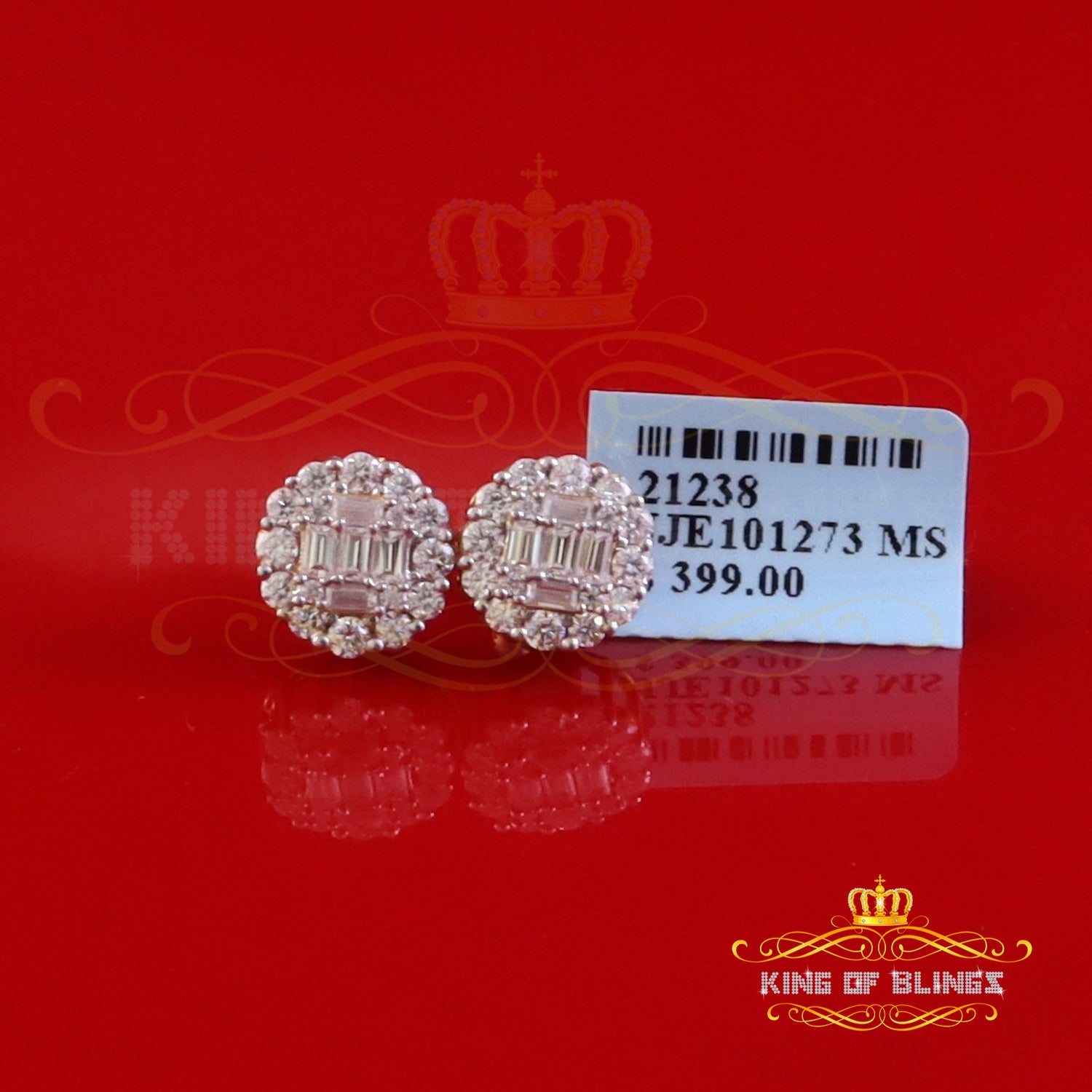 King of Bling's 925 Silver Yellow 1.50ct VVS 'D' Moissanite Round Earrings  Men's/Womens King of Blings