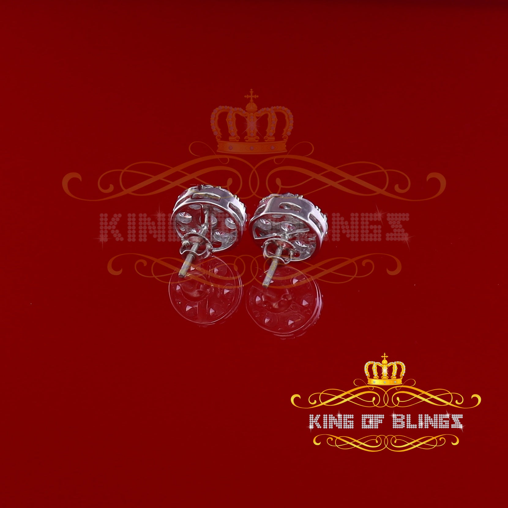 King of Blings- White 925 Sterling Silver 4.83ct Cubic Zirconia Women's & Men's Round Earrings KING OF BLINGS