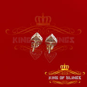 King of Blings-925 Sterling Silver Yellow 0.10ct Diamond For Women's / Men's Stud Heart Earring KING OF BLINGS