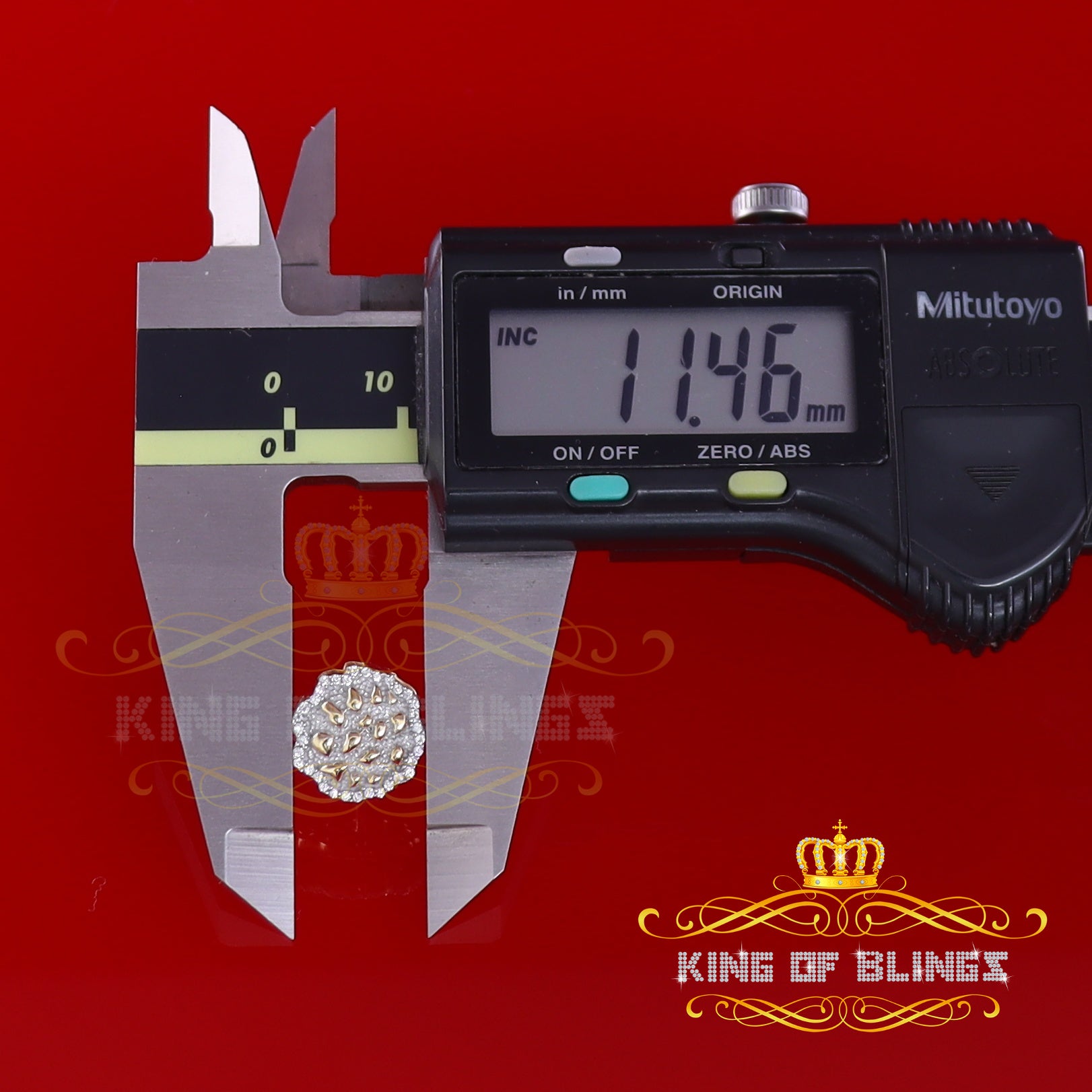 King of Bling's 925 Yellow Silver Nuggtte's 1.38ct Cubic Zirconia Hip Hop Flower Women Earrings KING OF BLINGS