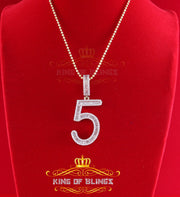 Yellow Sterling Silver Baguette Numeric Number '5' Pendant 4.78ct Cubic Zirconia KING OF BLINGS