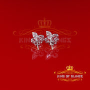 King of Blings- 925 White Silver Ladies Fleur de Lis Screw Back 2.43ct Cubic Zirconia Earrings KING OF BLINGS