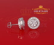 King of Blings- Aretes Para Hombre 925 White Silver 1.78ct Cubic Zirconia Round Women's Earrings KING OF BLINGS