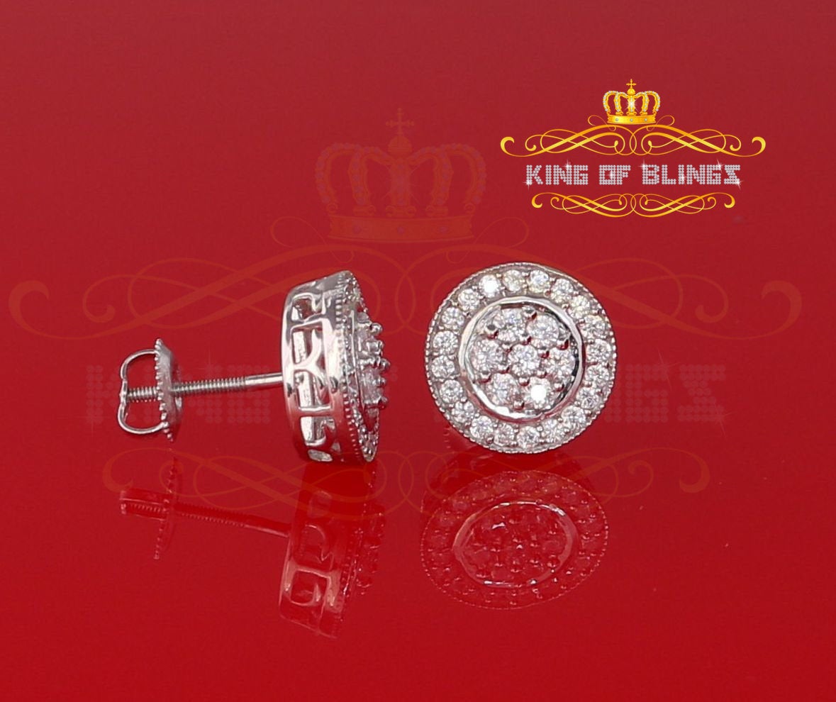 King of Blings- Aretes Para Hombre 925 White Silver 1.78ct Cubic Zirconia Round Women's Earrings KING OF BLINGS
