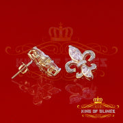 King of Bling's 925 Yellow Silver Ladies Fleur de Lis Screw Back 2.43ct Cubic Zirconia Earrings KING OF BLINGS