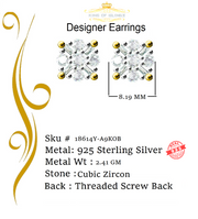 King of Bling's 925 Yellow 1.96ct Sterling Silver Cubic Zirconia Women's Hip Hop Round Earrings KING OF BLINGS