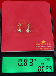 King of Blings-Aretes Para Hombre Heart 925 Yellow Silver 0.05ct Diamond Women & Men Earring KING OF BLINGS