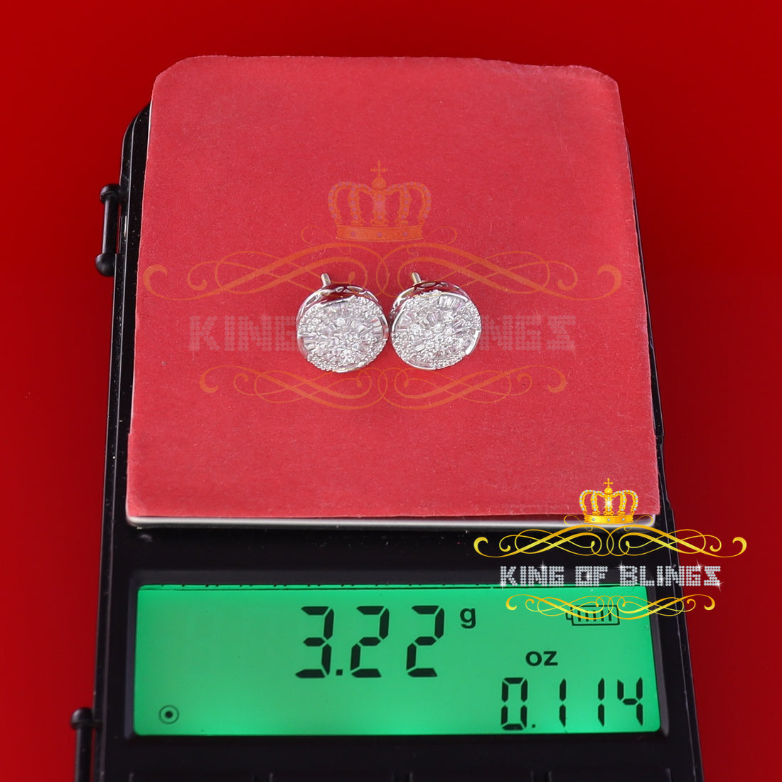 King of Blings 925 White Silver 1.68ct Cubic Zirconia Charm Round Women's Earrings KING OF BLINGS