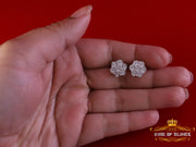 0.05ct Diamond 925 Sterling Silver Yellow Floral Earrings For Men's / Women's KING OF BLINGS