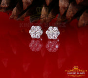 King of Blings- 925 White Silver Sterling 2.06ct Cubic Zirconia Hip Hop Floral Women's Earrings KING OF BLINGS