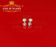 King of Blings- 925 White Silver Aretes Para Hombre 0.30ct Cubic Zirconia Women's Round Earrings KING OF BLINGS