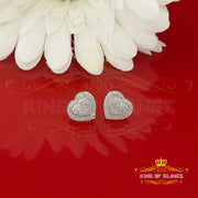 King Of Bling's Aretes Para Hombre Heart 925 White Silver 0.20ct Diamond Women's /Men's Earring KING OF BLINGS