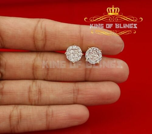 King of Bling's 925 Yellow Silver Screw Back 1.44ct Cubic Zirconia Round Earrings For Ladies KING OF BLINGS