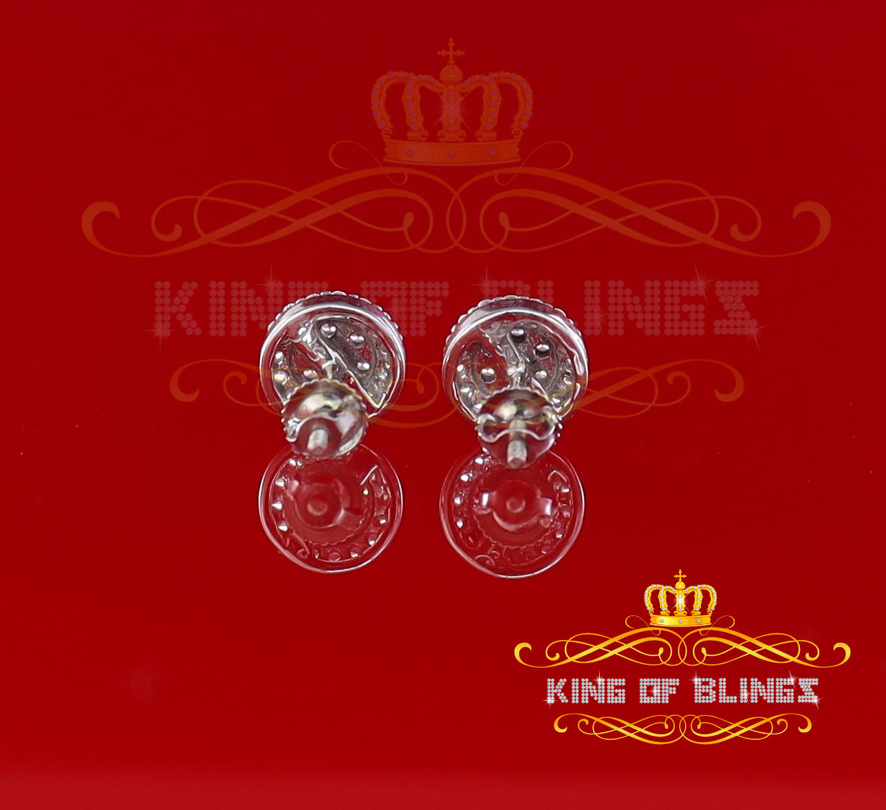 King of Blings- 925 White Silver 0.90ct Cubic Zirconia Women's & Men's Hip Hop Floral Earrings KING OF BLINGS
