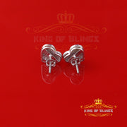 King Of Bling's Aretes Para Hombre Heart 925 White Silver 0.33ct Diamond Women's /Men's Earring KING OF BLINGS