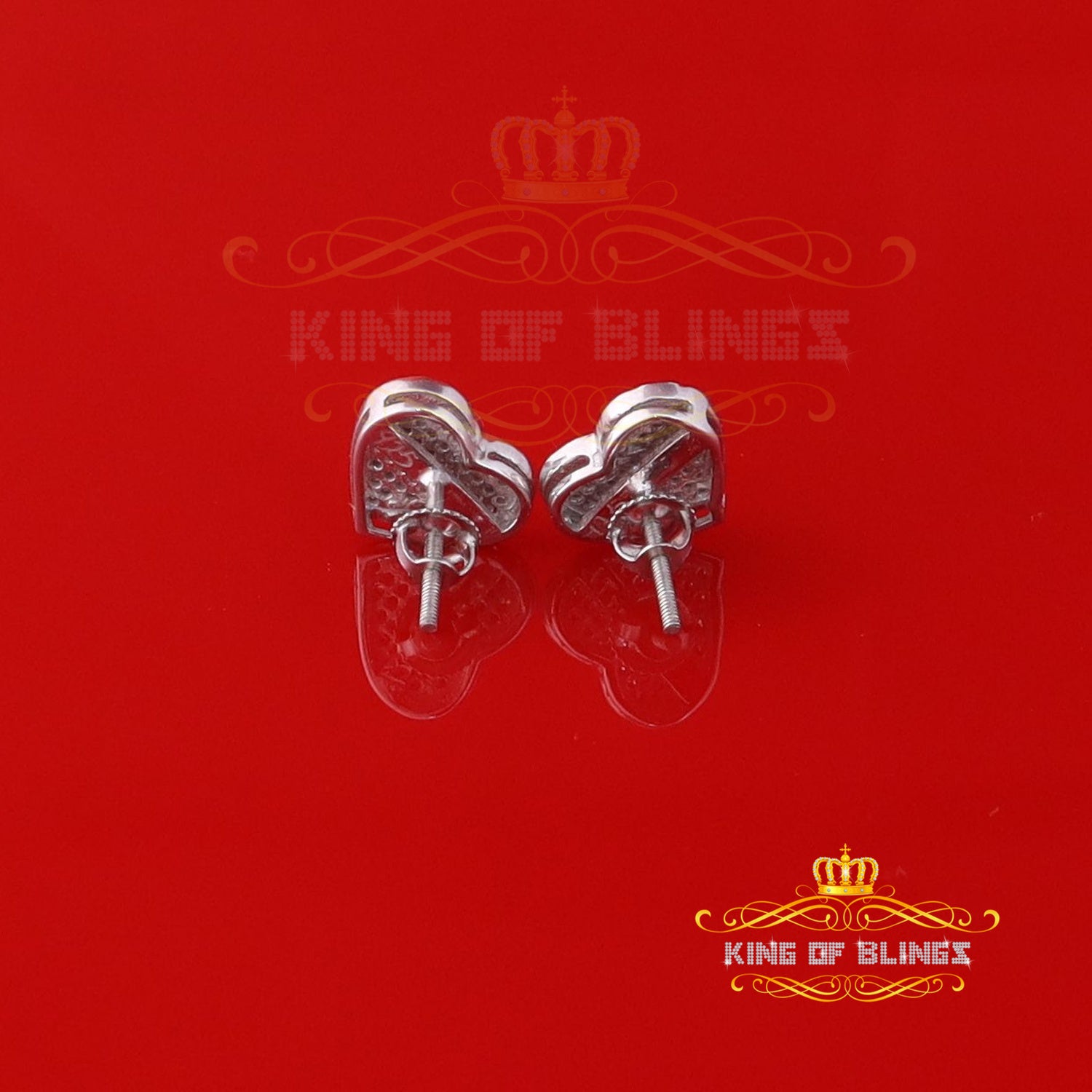 King Of Bling's Aretes Para Hombre Heart 925 White Silver 0.33ct Diamond Women's /Men's Earring KING OF BLINGS