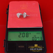 King Of Bling's Aretes Para Hombre Heart 925 White Silver 0.33ct Diamond Women's /Men's Earring KING OF BLINGS