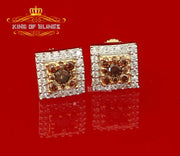 King of Bling's Hip Hop 925 Yellow Silver 1.23ct Cubic Zirconia Women's & Men's Square Earrings KING OF BLINGS