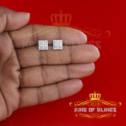 King of Bling's 925 Yellow Starling Silver 0.74ct Cubic Zirconia Square Women's & Men's Earrings KING OF BLINGS