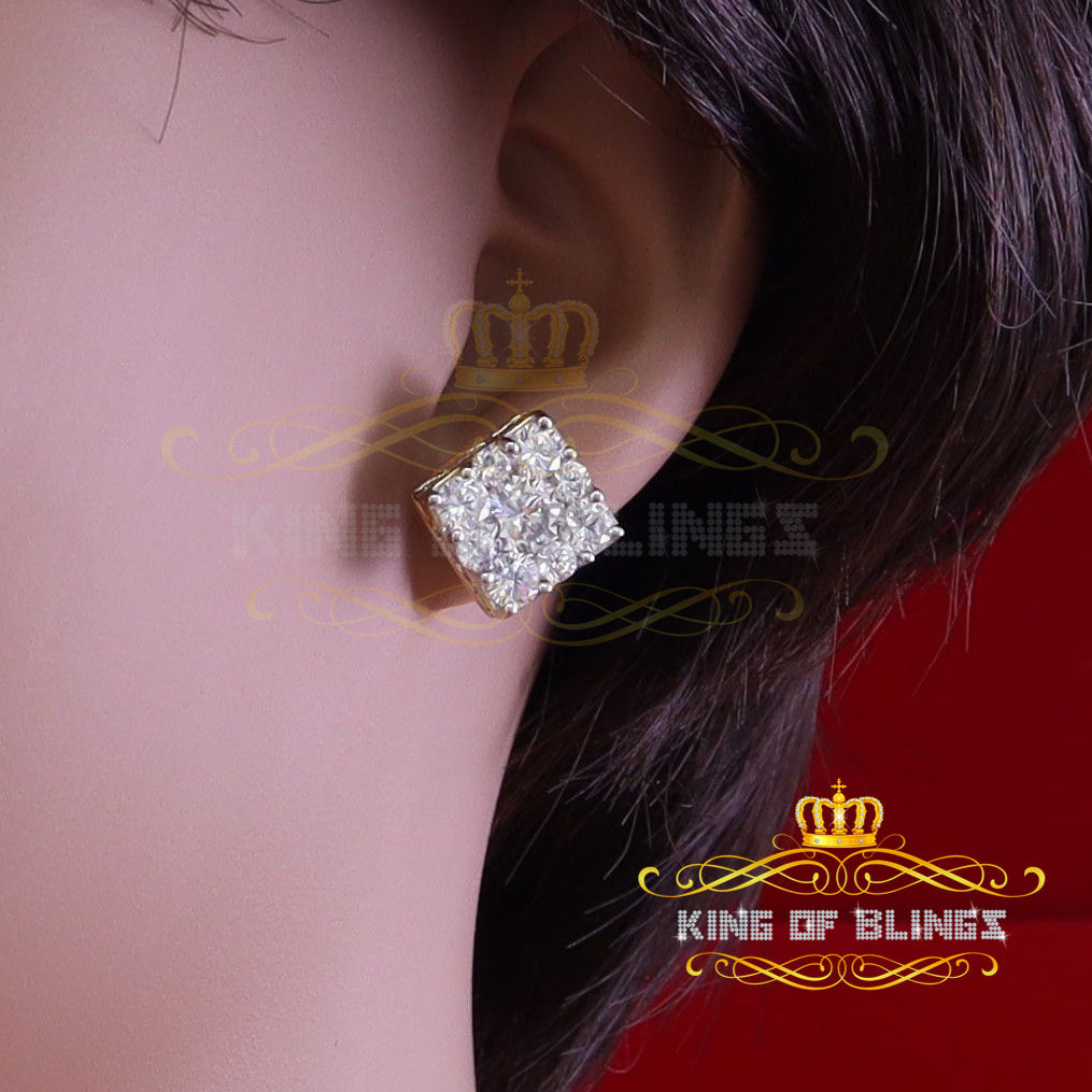 King of Bling's Yellow 2.28ct Cubic Zirconia 925 Sterling Silver Hip Hop Square Ladies Earrings KING OF BLINGS