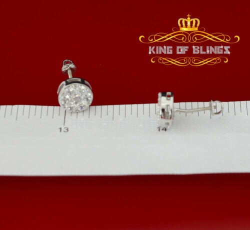 King of Blings- 2.76 ct Cubic Zirconia 925 White Silver Women's & Men's Hip Hop Round Earrings KING OF BLINGS
