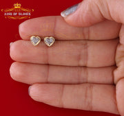 King of Blings-Aretes Para Hombre Heart 925 Yellow Silver 0.05ct Diamond Women & Men Earring KING OF BLINGS