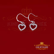 King of Blings- 925 White Silver 0.58ct Cubic Zirconia Cluster Women's Dangling Heart Earrings KING OF BLINGS