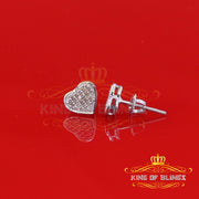 King Of Bling's 925 Sterling Silver 0.10ct Diamond Heart Earrings For Women White Stud For Men KING OF BLINGS