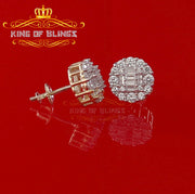 King of Bling's Aretes Para Hombre 925 Yellow Silver 1.98ct Cubic Zirconia Round Women's Earring KING OF BLINGS