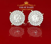 King of Bling's 925 Yellow Sterling Silver 1.07ct Cubic Zirconia Women's Hip Hop Rounds Earrings KING OF BLINGS