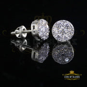 King of Blings- 2.76 ct Cubic Zirconia 925 White Silver Women's & Men's Hip Hop Round Earrings KING OF BLINGS