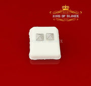 King of Blings- 925 White Sterling Silver Cubic Zirconia Women's & Men's Hip Hop Square Earring KING OF BLINGS