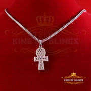 King Of Bling's New Men's White Silver 3.50ct VVS 'D' Moissanite Charm Ankh Pendant Womens KING OF BLINGS