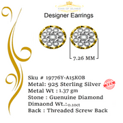 King of Blings-0.05ct Diamond 925 Sterling Silver Yellow For Men's & Women's Floral Earrings KING OF BLINGS