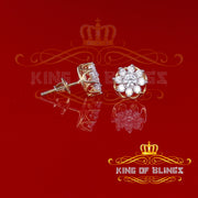 King of Bling's 925 Yellow Silver 1.34ct Cubic Zirconia Hip Hop Floral Women's & Men's Earrings KING OF BLINGS