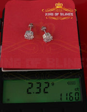 King of Blings- White 925 Sterling Silver 1.96ct Cubic Zirconia for Ladies Hip Hop Round Earring KING OF BLINGS