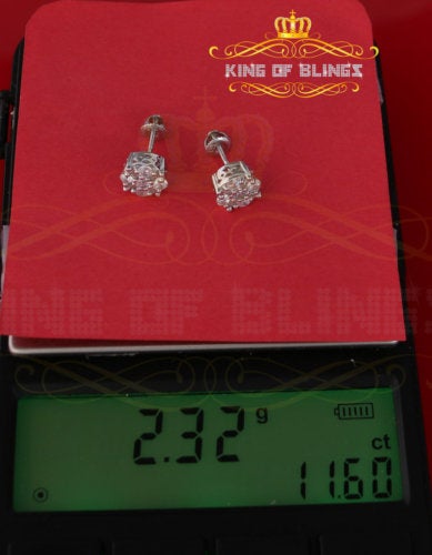 King of Blings- White 925 Sterling Silver 1.96ct Cubic Zirconia for Ladies Hip Hop Round Earring KING OF BLINGS