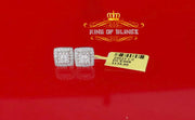 King of Blings- Hip Hop 925 White Silver 1.04ct Cubic Zirconia Women's & Men's Square Earrings KING OF BLINGS