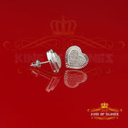 King Of Bling's Aretes Para Hombre Heart 925 White Silver 0.33ct Diamond Women's /Men's Earrings KING OF BLINGS